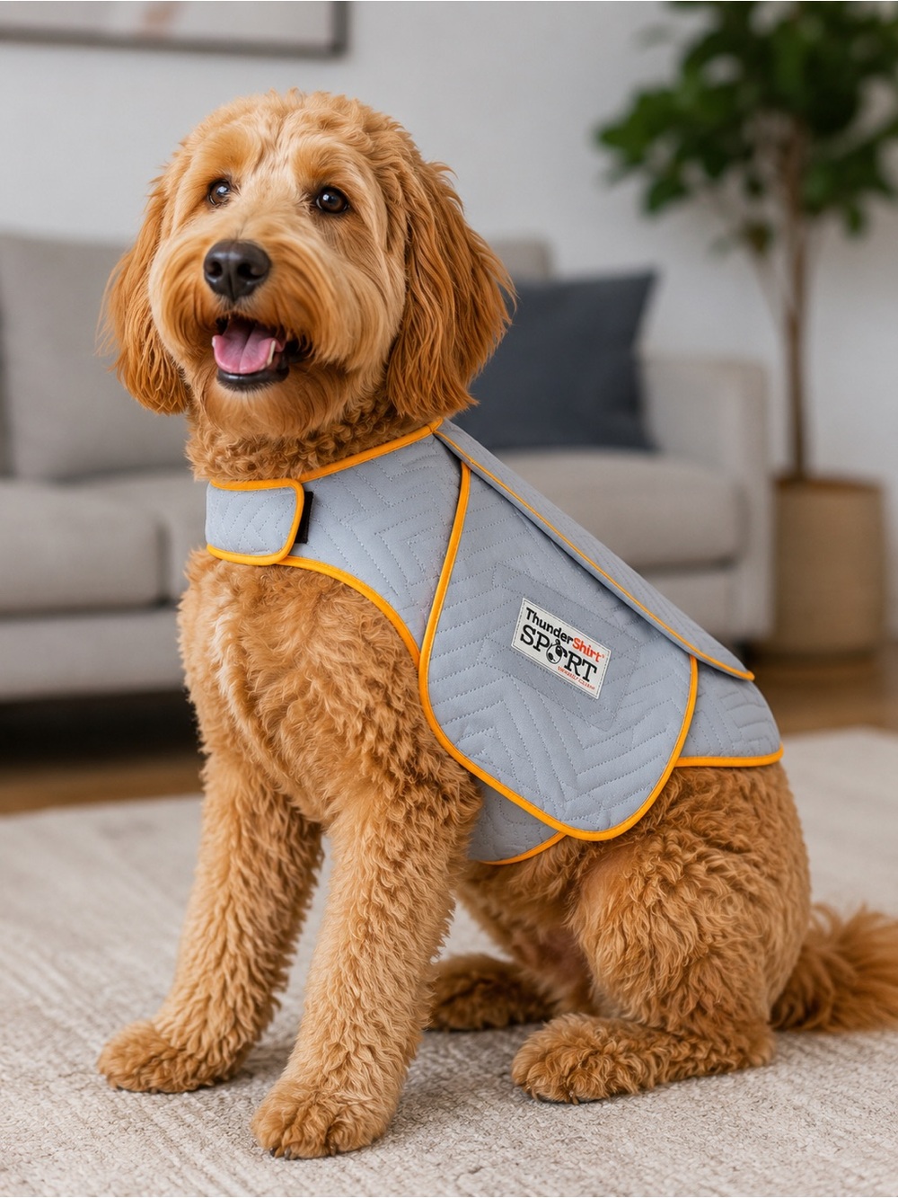 Thundershirt Sport Gray Calming Dog Coat with Orange Trim